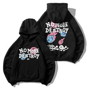 Sudadera con capucha extragrande y corta de 400 GSM, teñida lisa con lavado ácido, con parche bordado desgastado, tendencia invierno 2026 - Product Image 4