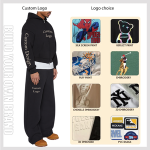 Ensemble de survêtement/sweat-shirt pour homme de haute qualité, en coton 100% lourd, coupe ample personnalisée, avec sweat-shirt à fermeture éclair et pantalon de survêtement ample, idéal pour l'hiver - Product Image 4