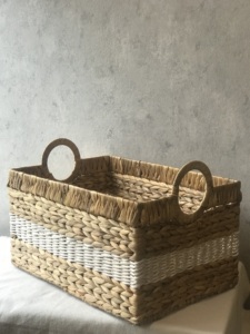 Vente en gros de 3 paniers vietnamiens de grande qualité en jacinthe d'eau rangement pour la décoration intérieure plusieurs tailles organisateur de blanchisserie personnalisé - Product Image 2