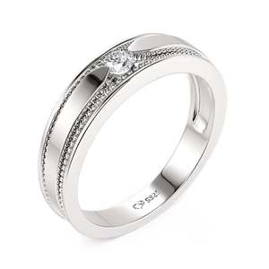 Anillo de Boda para Hombre Jeulia, Corte Redondo Milgrain, Engaste Invisible, Patrón Geométrico, Chapado en Platino y Rodio, Joyería Fina - Product Image 1
