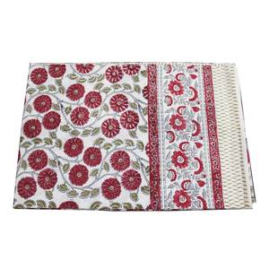 100% Cotton Red & White Floral Hand Block Print <b>Tablecloth</b> Spring Summer Decor for Dining <b>Parties</b> Weddings for Hotels - Product Image 5