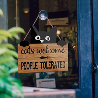 Delarchi Adorable Panneau en bois fait main sur le thème des animaux, motif chat mignon, à suspendre à la porte ou à la maison, pour les amoureux des chats, avec corde, décoration intérieure