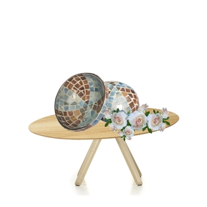 Tazón de coco de laca hecho a mano con mosaico de conchas marinas patrón personalizado para almacenamiento o fines decorativos fabricado en Vietnam - Product Image 3