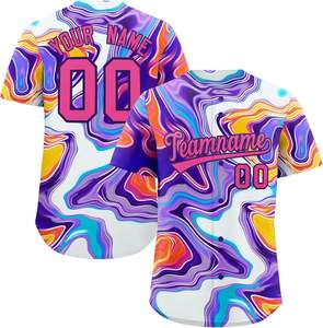 Camiseta de béisbol impresa personalizada con nombre y número Material transpirable Servicios directos de fábrica OEM disponibles - Product Image 1