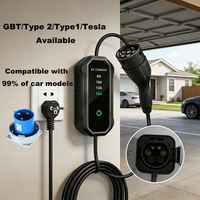 Chargeur EV portable 7kW 32A Type 2 avec écran LCD - Certifié TUV - Courant réglable - IP65