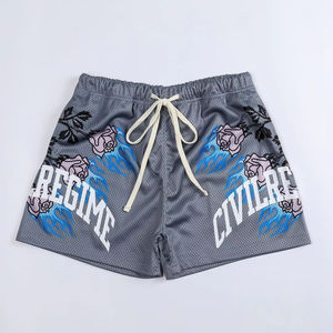 Pantalones cortos informales de poliéster 100% para hombre con tecnología de absorción de humedad para ejercicio de gimnasio y uso diario patrón sólido - Product Image 2