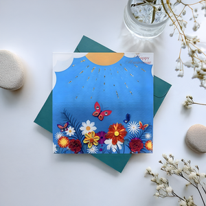 VietnamCrafts Vietnam artesanía papel hecho a mano impresión Digital flor Quilling tarjeta de felicitación para el - Product Image 2