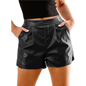 Shorts en cuir pour femmes légers, écologiques, coupe-vent, respirants, confortables, avec logo personnalisé, taille élastique, service OEM, vente en gros - Product Image 1