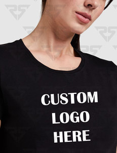 Custom logo printed and embroidered Cotton Women's Round <b>Neck</b> Slub T-Shirt EOM Customized Logo And Design Tshirts For Women's - Product Image 4