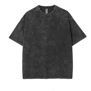 Camiseta de Hip Hop Personalizada de Corte Regular, de Poliéster/Algodón, para Hombre, Estilo Vintage, Gruesa, Sólida, Transpirable, de 150g, con Cuello Redondo - Product Image 1