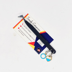 Pince à cils avec logo personnalisé de marque privée avec breloques Volume Extension de cils Pince à épiler en acier inoxydable Pointe en fibre plate - Product Image 2