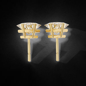 Moissanite Diamant 14K or taille princesse Stud Boucle d'oreille Perle Danglers Accessoire élégant et luxueux - Product Image 3