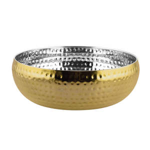 Prix de gros Bol belge lourd de qualité supérieure en acier inoxydable de couleur or martelé et design classique élégant - Product Image 1