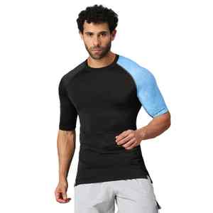 T-shirt de compression pour homme, à séchage rapide, sans couture, respirant, manches courtes, pour la course à pied, le cyclisme, la salle de sport - Product Image 1