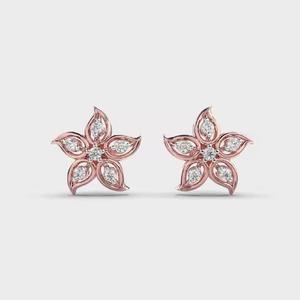 Boucles d'oreilles clous en diamant de petite taille de qualité supérieure en or rose 14K/18K, cadeau délicat pour un anniversaire, une remise de diplôme ou un éclat quotidien - Product Image 3