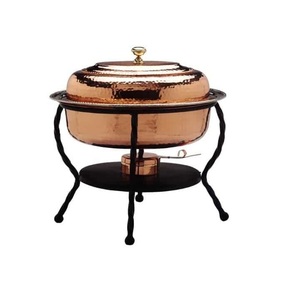 Plato de frotamiento de cobre de diseño con soporte de combustible dual y cuerpo de calibre pesado hecho para salones de banquetes y recepciones de bodas - Product Image 4