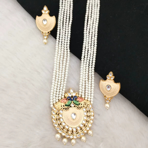 Juego de collar Kundan con motivo de pavo real y diseño inspirado en Rajasthani o Mughal, producto a granel de latón pesado, diseño personalizado - Product Image 1