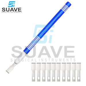 Poignées et lames de scalpel antidérapantes en acier inoxydable de couleur bleue de meilleur fournisseur par SUAVE SURGICAL INSTRUMENTS - Product Image 3