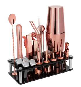 Ensemble shaker à cocktail en acier inoxydable Accessoires de bar Meilleur vendeur Jigger Kit de barman Outil de bar Ensemble shaker à cocktail doré - Product Image 3