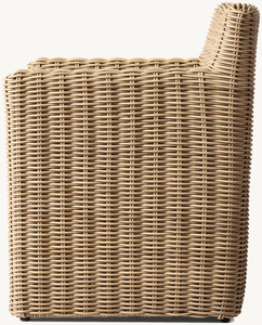 Fauteuil de salle à manger d'extérieur en rotin tissé à la main avec siège rembourré - Product Image 3