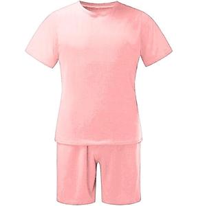 ชุดออกกำลังกายผู้ชายสไตล์สตรีทแวร์สำหรับฤดูร้อน ชุดวอร์ม ชุดโยคะ ชุดออกกำลังกาย ระบายอากาศได้ดี สีชมพูเรียบ ผ้าฝ้าย 100% - Product Image 1