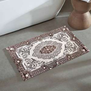 Tapis classique marron et crème, tapis imprimé de style turc, tapis doux non tissé - Product Image 3