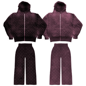 Nouvel Arrivage Survêtements Homme Vintage Hiver avec Fermeture Éclair, 100% Coton Molletonné, Effet Délavé à l'Acide, Décoration de Pierres en Strass et Sérigraphie Personnalisée, Séchage Rapide - Product Image 3