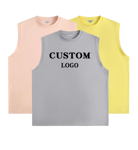 High Quality Vest Streetwear Custom Workout Sleeveless <b>T</b>-<b>shirts</b> Oversized Custom Boxy Fit Muscle Gym Tank Top for <b>Men</b> - Product Image 1
