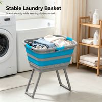 Cesto de Roupa Suja Dobrável de 60L com Suporte Dobrável, Cesto de Armazenamento Ventilado com Alças Confortáveis para Uso Diário Doméstico – Atacado