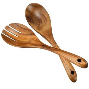 Cuillère de service Cuillères de service et de cuisson en bois Cuillères en bois marron Ustensile de cuisine Ensemble de 7, Cuillère en bois, Cuillère de cuisine - Product Image 1