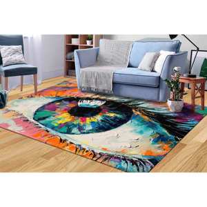 Tapis à motif œil abstrait : Tapis d'appoint coloré imprimé en 3D, tapis doux non tissé - Product Image 1