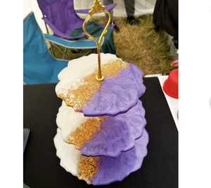 Resin <b>Cake</b> <b>Stand</b> with <b>Three</b> <b>Tier</b> <b>Cake</b> Dessert Serving Epoxy Resin Crafts Round <b>Cake</b> <b>Stand</b> From India - Product Image 1