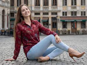 Camisa Elegante con Estampado Floral Coreano para Mujer, Tejido Modal de Ganchillo, Estilo Casual Vintage con Decoración de Botones, Uso Diario - Product Image 4