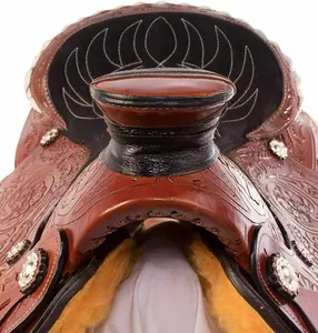 Asiento de vaca suave de cuero occidental, herramientas talladas a mano, accesorios de hierro de acero para montar a caballo, Productos Ecuestres - Product Image 1