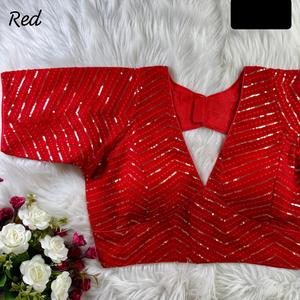 ชุดส่าหรีผ้าไหมออร์แกนซ่าสุดสวยทันสมัยพร้อมงานปักเลื่อมแฟนซีเสื้อสำหรับงานแต่งงาน - Product Image 1