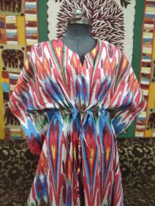 Pur coton naturel long caftan vêtements de plage robe indien coton Ikat imprimé Bikini couverture Floral été vêtements robe de soirée - Product Image 6