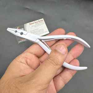 White Matte Stainless Steel Microbeads Raw Hair Extensions Tools Custom Logo Two Hole Applicator Hairs Extension <b>Pliers</b> - Product Image 1