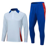 Haut à manches longues avec demi-zip et pantalon pour entraînement multisports, imprimé numérique, 100% polyester, unisexe, pour le football/soccer, les séances d'entraînement en salle de sport