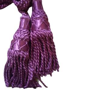 Deux attaches de rideaux de style classique avec pompons, corde à pompons dorée couleur moutarde, cordon violet, cordon en soie écossais pour cornemuse - Product Image 2