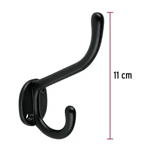 HERMEX lungo e corto doppio appendiabiti scatola di 12 unità in ganci da parete neri e appendiabiti - Product Image 2