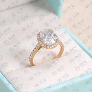 1.00แหวนเพชรโมอิสซาไนต์ทรงวงรีตัดเป็นวงแหวนสำหรับสตรีเครื่องประดับหมั้น925เงินสเตอร์ลิงพร้อมรัศมีสำหรับงานแต่งงานของผู้หญิง - Product Image 4