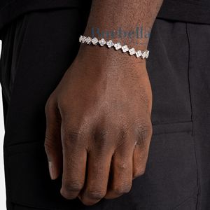 Joyería fina de Hip Hop para hombres, 7mm, 14K, oro blanco, Plata de Ley 925, VVS, moissanita, flor de diamante, pulsera de eslabones cubanos elegante - Product Image 1