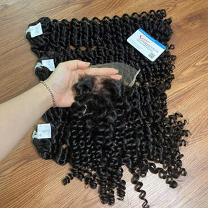 Venta al por mayor de paquetes de cabello virgen rizado Extensiones de cabello humano vietnamita Máquina de doble trama dibujada Cabello - Product Image 1