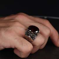 Bague pour homme Azuris de haute qualité en argent sterling 925, style ottoman, pierre naturelle de Turquie, finition noire, bijoux de qualité supérieure, modèle tendance