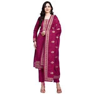 Trendmalls ชุดผู้หญิงแบบปักลายพื้นเมืองชุด salwar สำหรับงานแต่งงานสีชมพูกางเกง Kurta แบบปกติพร้อม dupatta (G142) - Product Image 1