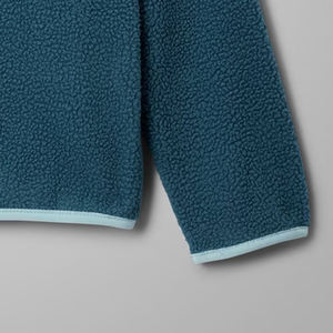 Solid Color Sweatshirt Fleece Material Button Closure Stand Collar Casual Wear Design With Customized Logo Design OEM Service - Product Image 4