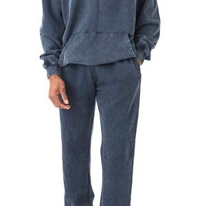 Men's Lightweight Acid Wash Tracksuit Custom Logo Hooded Winter Coat Solid Pattern Full Length Breathable Plus Size - Product Image 4