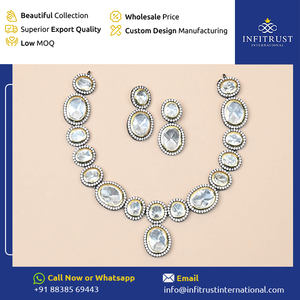 Gran Venta de elegantes pendientes colgantes de piedras de polki de corte infinito y juego de collar de princesa para mujer a precio de mercado confiable - Product Image 2