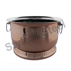 Hammered Stainless Steel Wine Chiller Collar Whiskey and for <b>Champagne</b> Beverage Tub Round Tub Burfi Design full polish Tub - Product Image 1