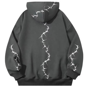 Sudadera con capucha lavada con ácido Terry francés de gran tamaño, ropa de calle gruesa de algodón pesado, sudadera básica de mezcla de algodón - Product Image 6